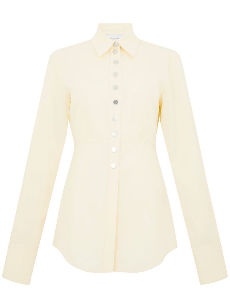 Sportmax Tailored Cotton Shirt With Classic Collar In Gray