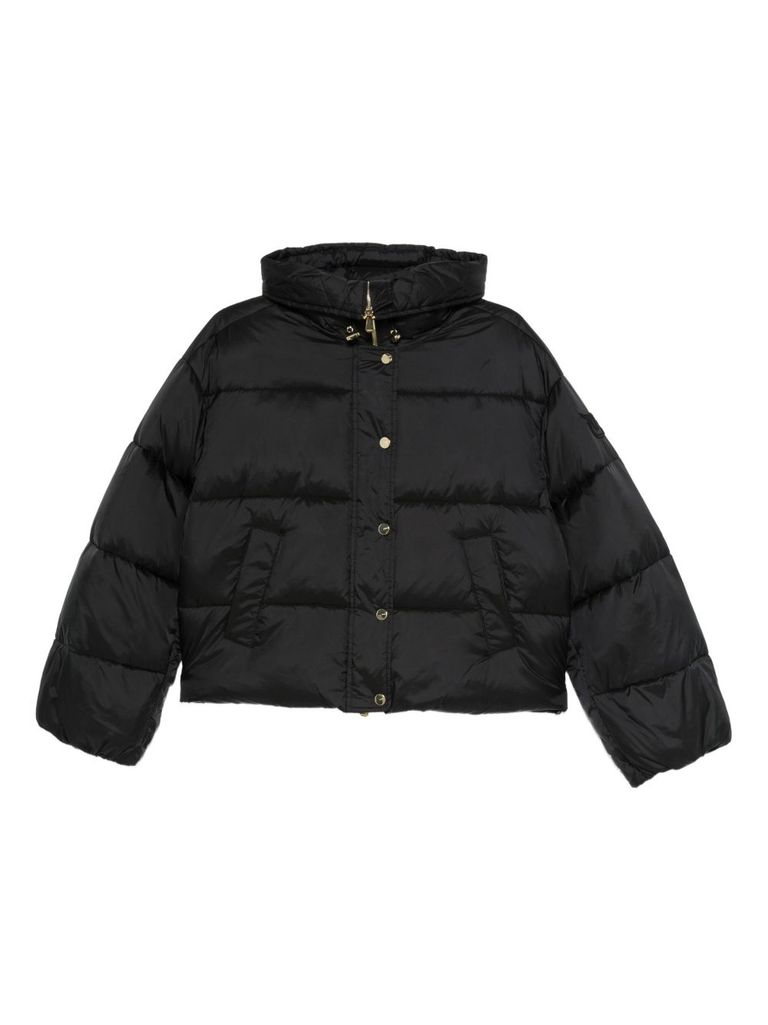 Pinko Hooded Puffer Jacket In Black