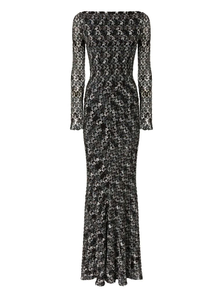 Missoni Brown Floral Lace Dress In Black