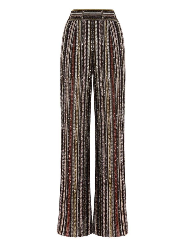 Missoni Wide-leg Striped Trousers With Textured Metallic Finish In Multi