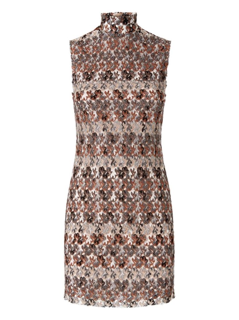 Missoni Minikleid Mit Stehkragen Aus Strukturierter Spitze In Brown