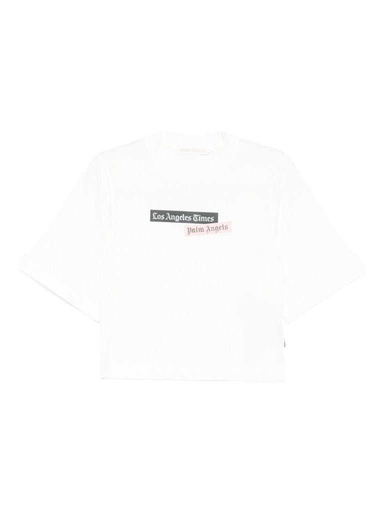 Palm Angels Cotton T-shirt With Print In White