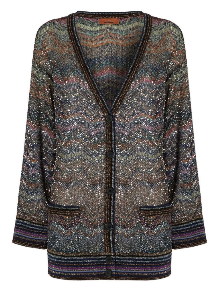 Missoni Oversized Cardigan With Multicolor Sequins In Multi