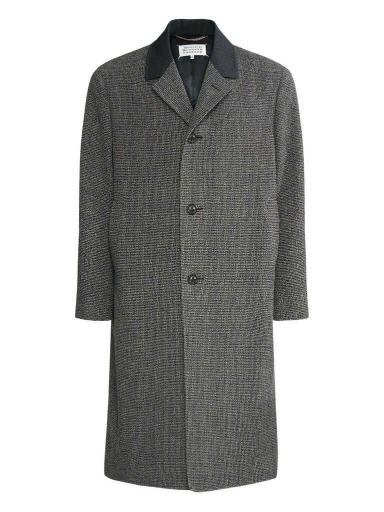 Maison Margiela Long Single-breasted Wool Coat In Green