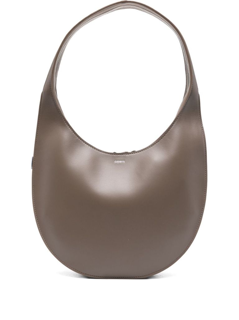 Coperni Crescent-shaped Brown Calfskin Shoulder Bag In Gray
