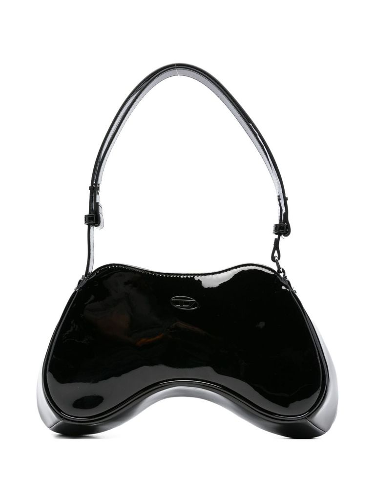 Diesel Women Play Patent Shoulder Bag In Black