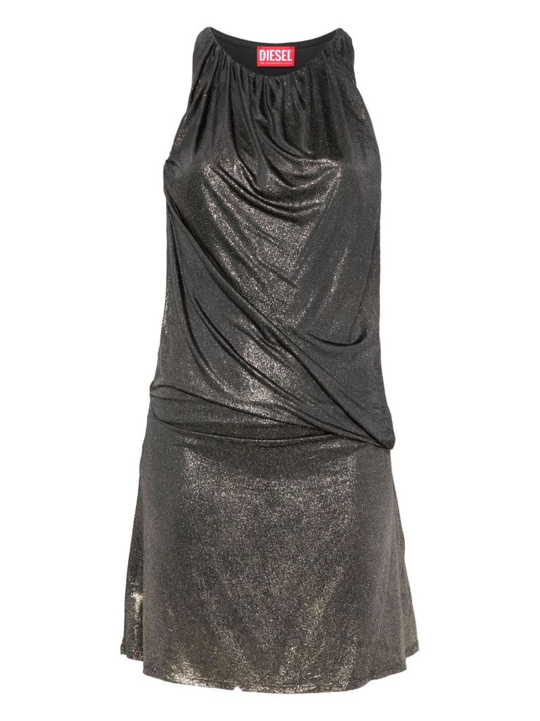 Diesel Draped Corset Halter Neck Mini Dress In Gray