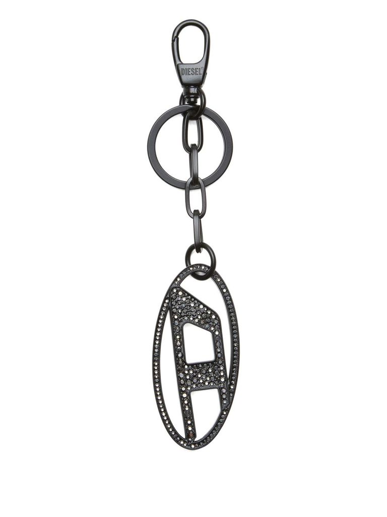 Diesel Rhinestone Keychain In Black