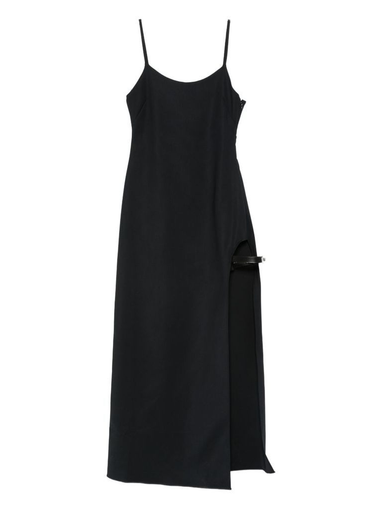 Coperni Midi Dress With Side Slit In Black