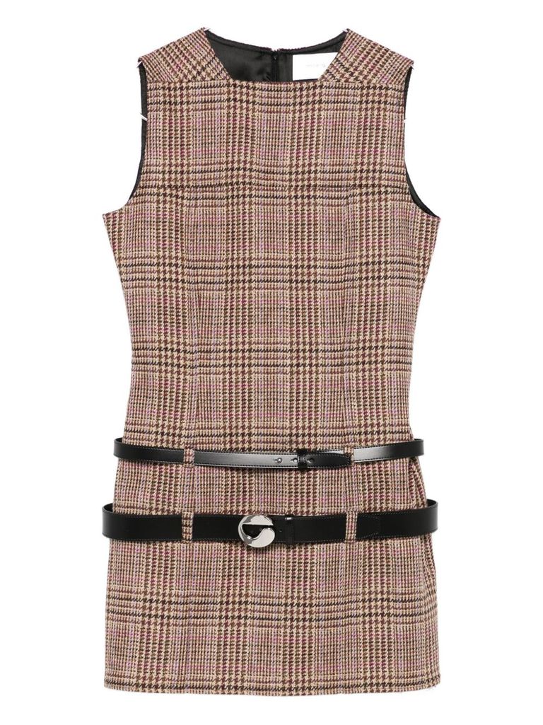 Coperni Multibelt Sleeveless Sheath Dress In Brown