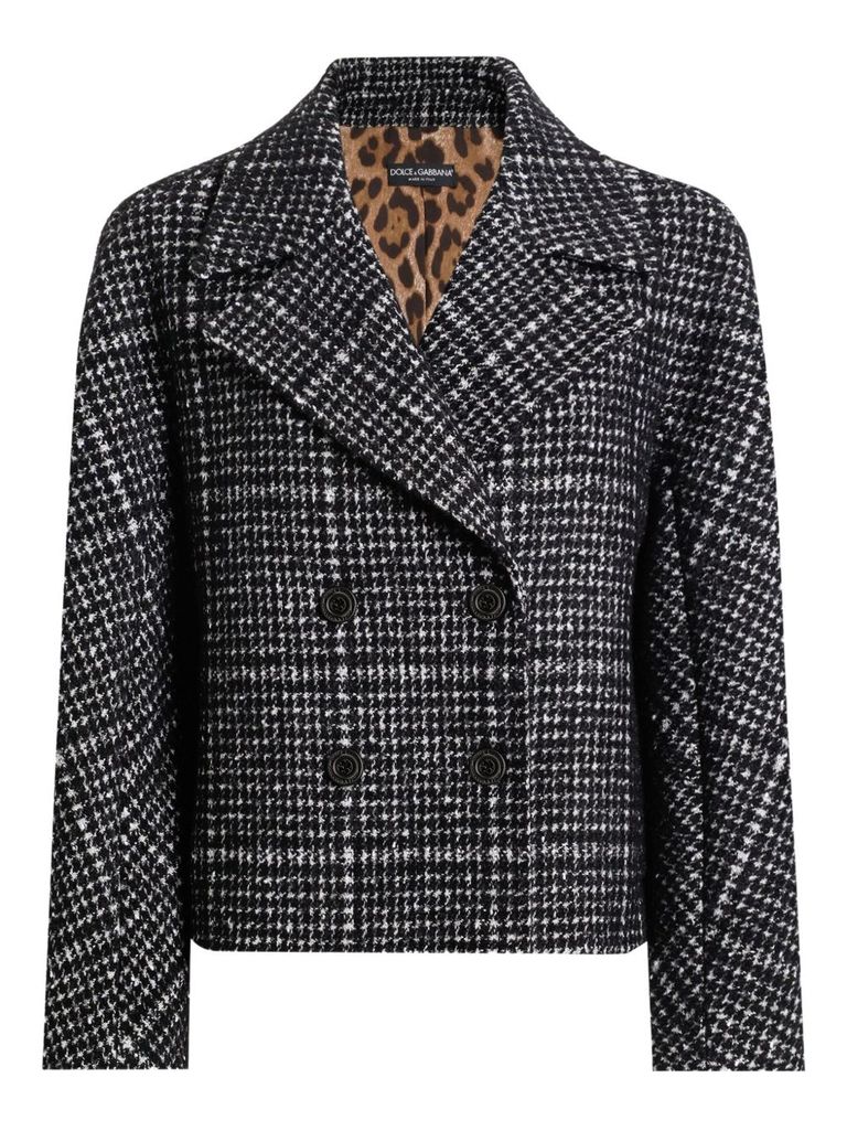 Dolce & Gabbana Check-pattern Double-breasted Jacket In Black