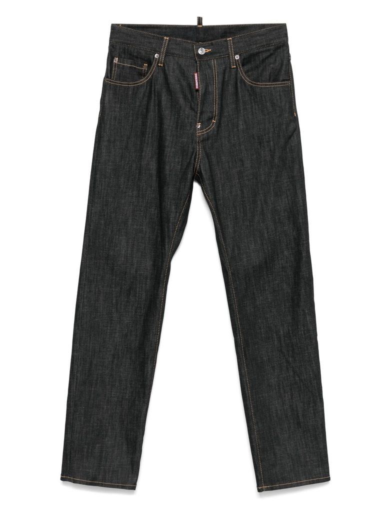 Dsquared2 Cotton Jeans With Contrast Stitching In Black