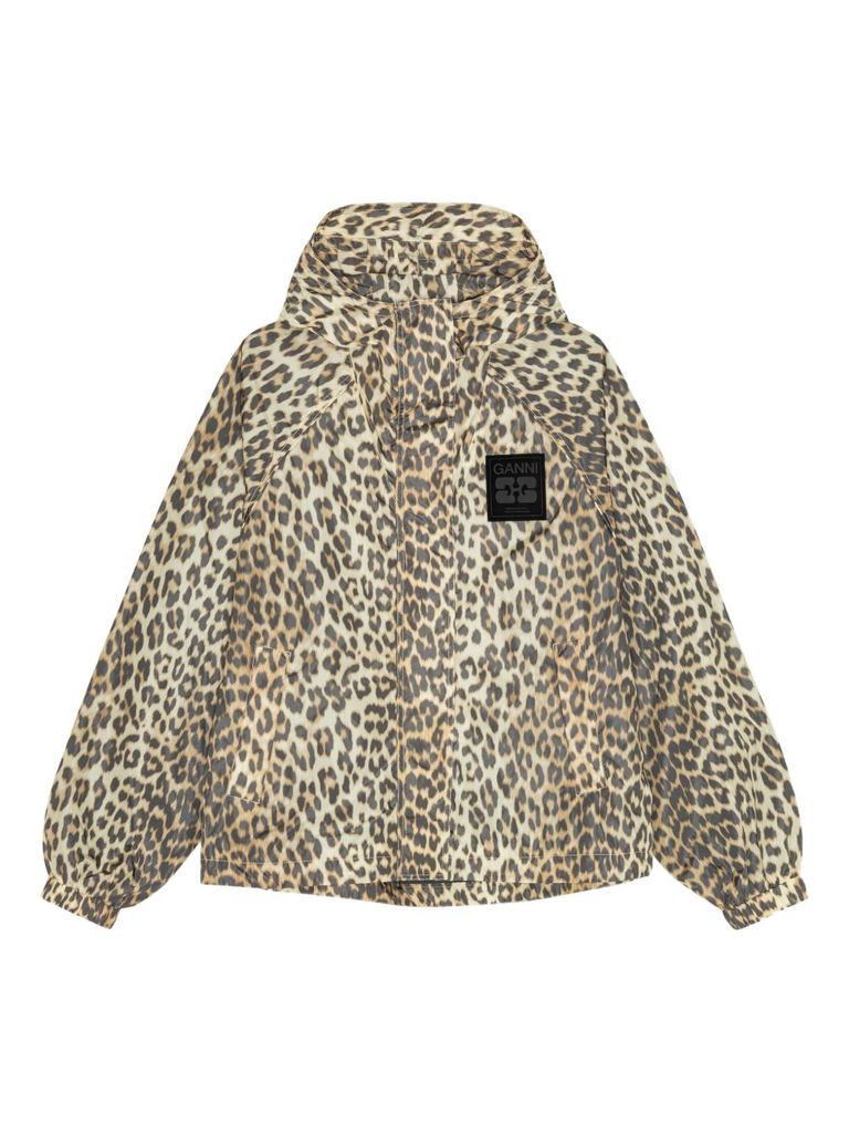 Ganni Women Nylon Blouson Jacket In Animal Print