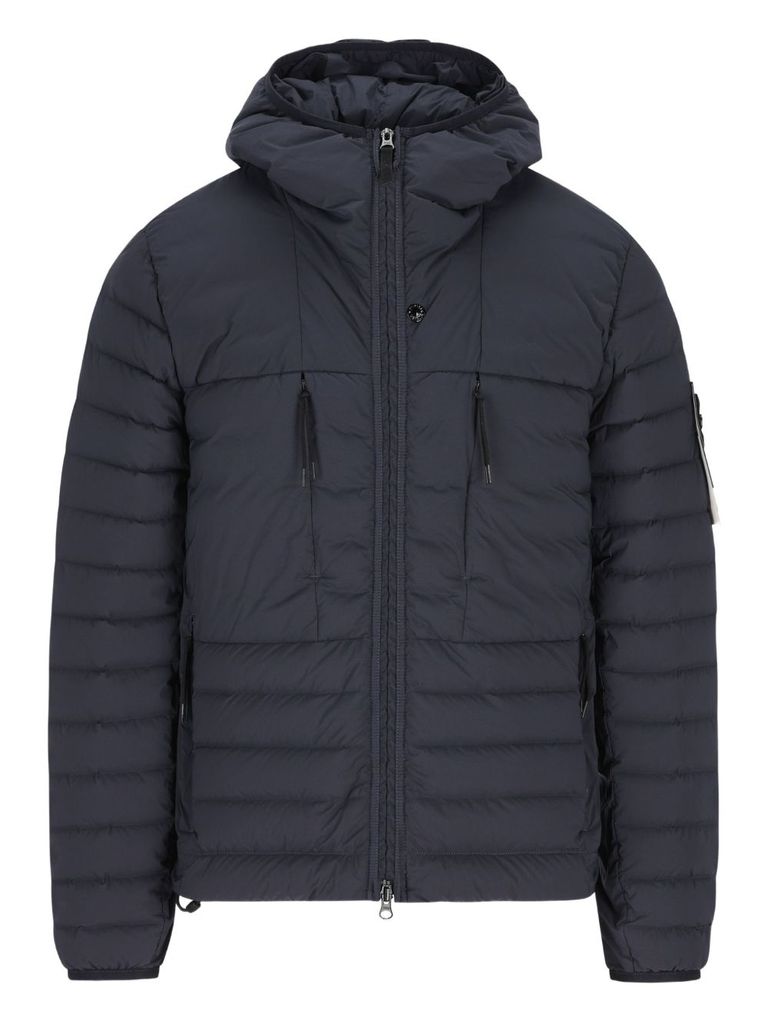 Stone Island Seamless And Anti-drop Hooded Down Jacket Clothing In Blue