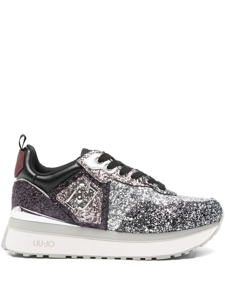 Liu •jo Logo-plaque Glitter-embellishment Sneakers In Metallic