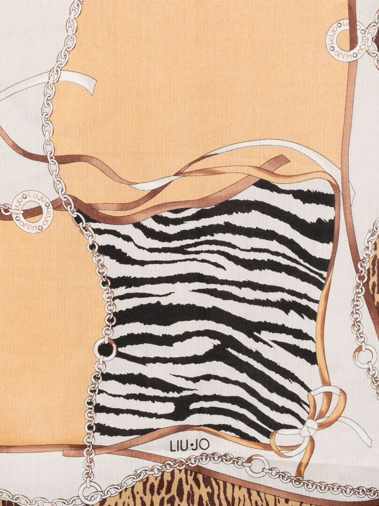 Liu •jo Chain-print Zebra-pattern Scarf In Multi