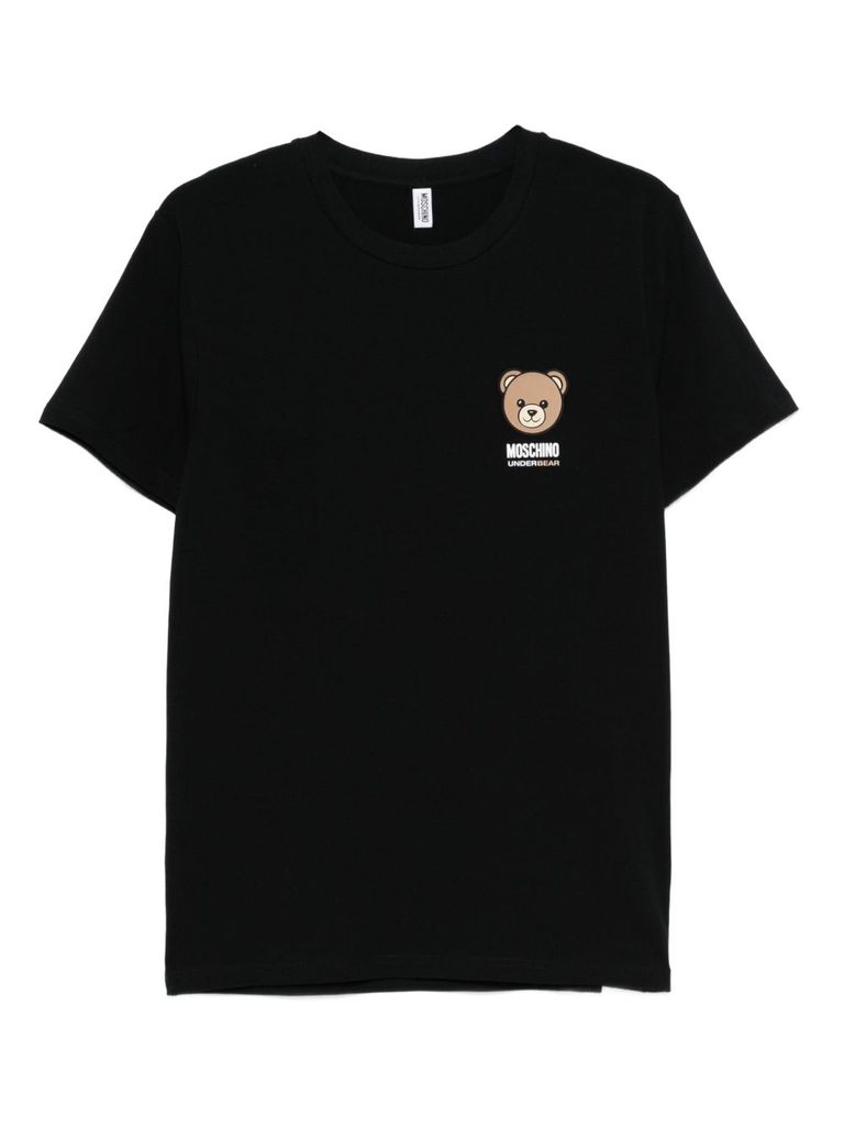 Moschino Underwear Cotton Short-sleeved T-shirt With Logo In Black