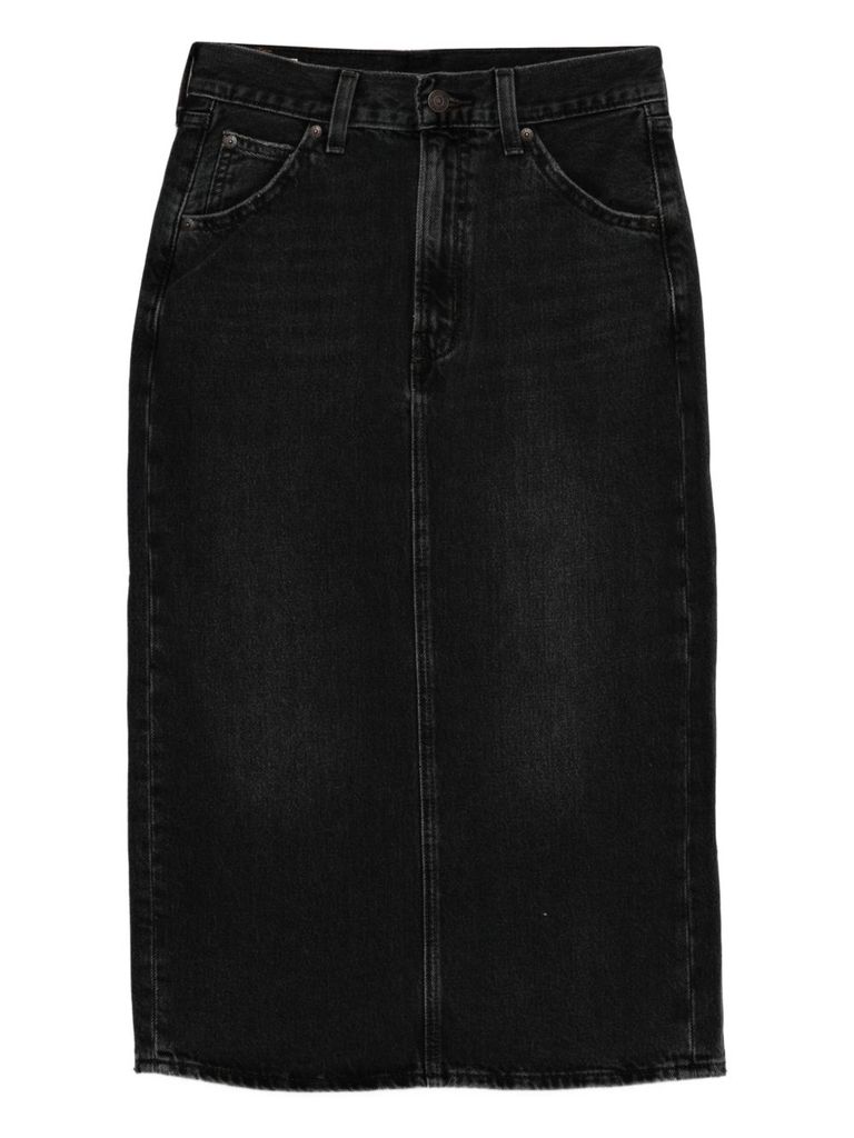 Levi's Black High Rise Slit Midi Skirt In Black