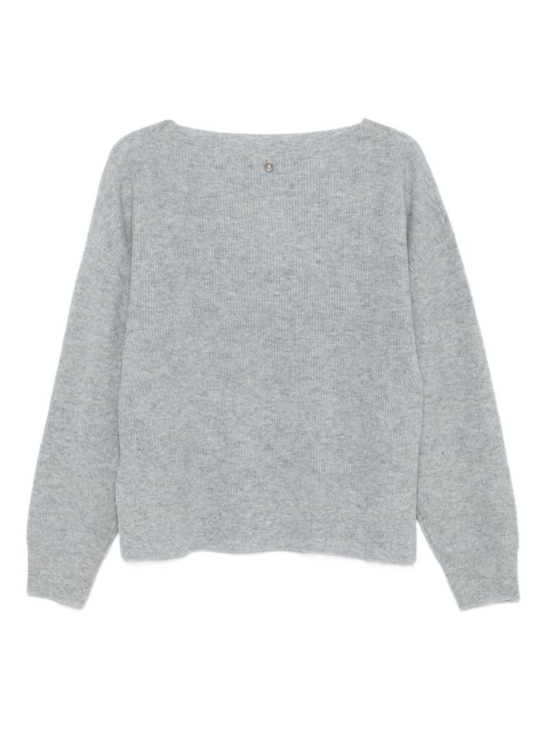 Liu •jo Wool-cashmere Blend Gray Sweater With Relaxed Fit In Gray
