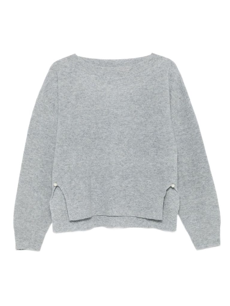 Liu •jo Wool-cashmere Blend Gray Sweater With Relaxed Fit In Gray