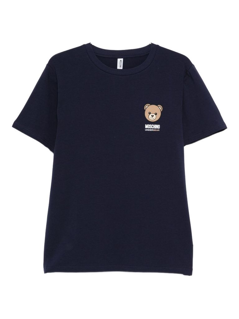 Moschino Underwear Cotton Short-sleeved T-shirt With Logo In Blue