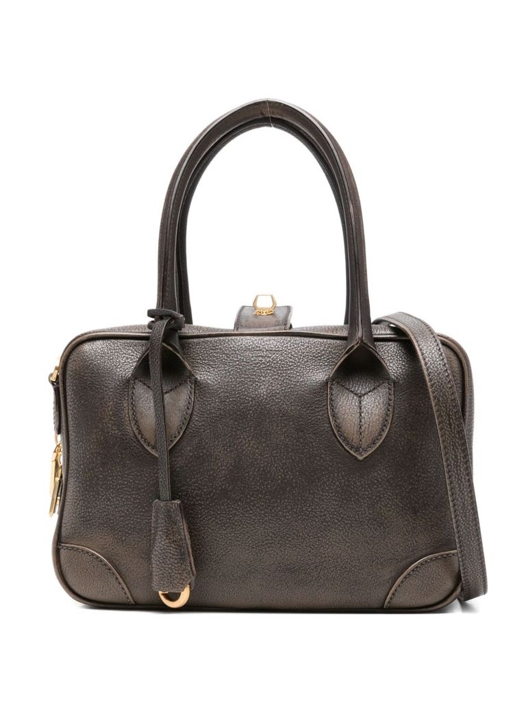 Golden Goose Vita Faded Leather Shoulder Bag In Sand