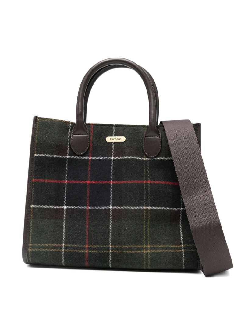 Barbour Tartan Wool 'barrhill' Tote Bag In Green